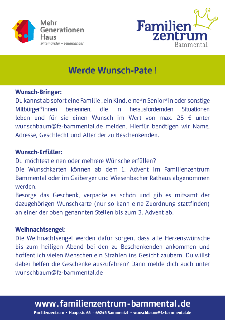 Weihnachtswunschbaum Bammental Gaiberg Wiesenbach